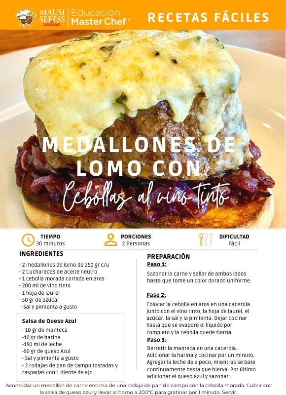 Medallones de lomo con cebollas al vino tinto - Master Chef - Mausi Sebess